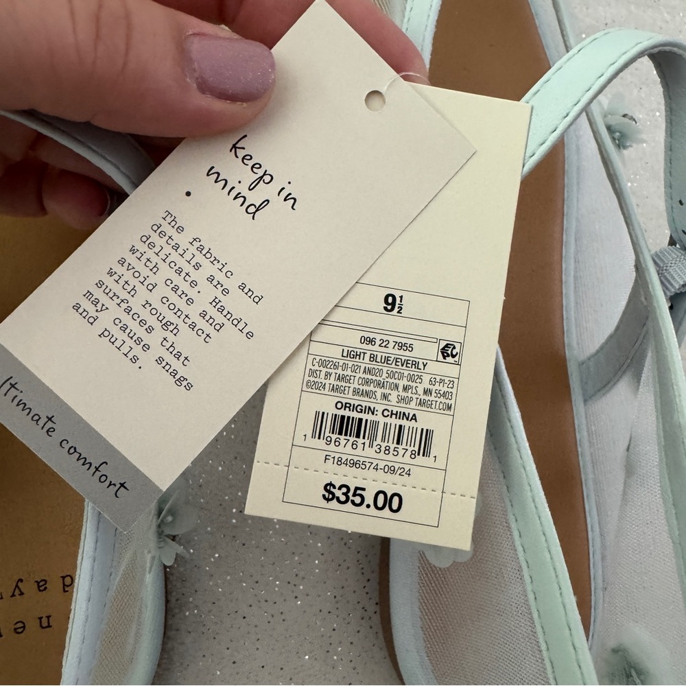 A NEW DAY Women’s Light Blue Everly Floral Mary Jane Flats - Picture 5 of 9